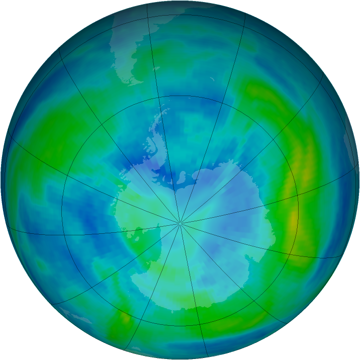 Antarctic ozone map for 02 April 1991